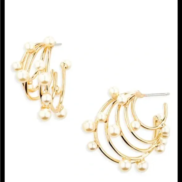 Tory Burch Kira Hoop Pearl Earrings NWT Dustbag Inculded - Picture 3 of 6